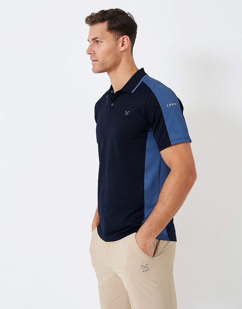 Men's Golf Stretch Colour Block Pique Polo Shirt from Crew Clothing Company