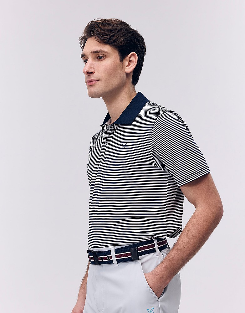 Crew Sport Golf Fine Yarn Dyed Stripe Polo Shirt