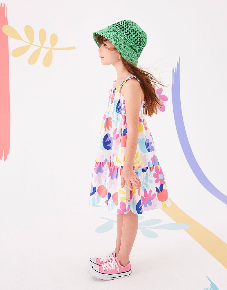 Jersey Shirred Printed Sundress