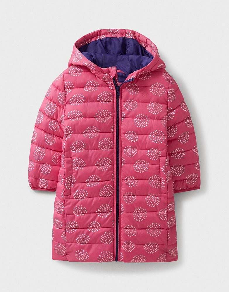 Pink puffer coat long best sale