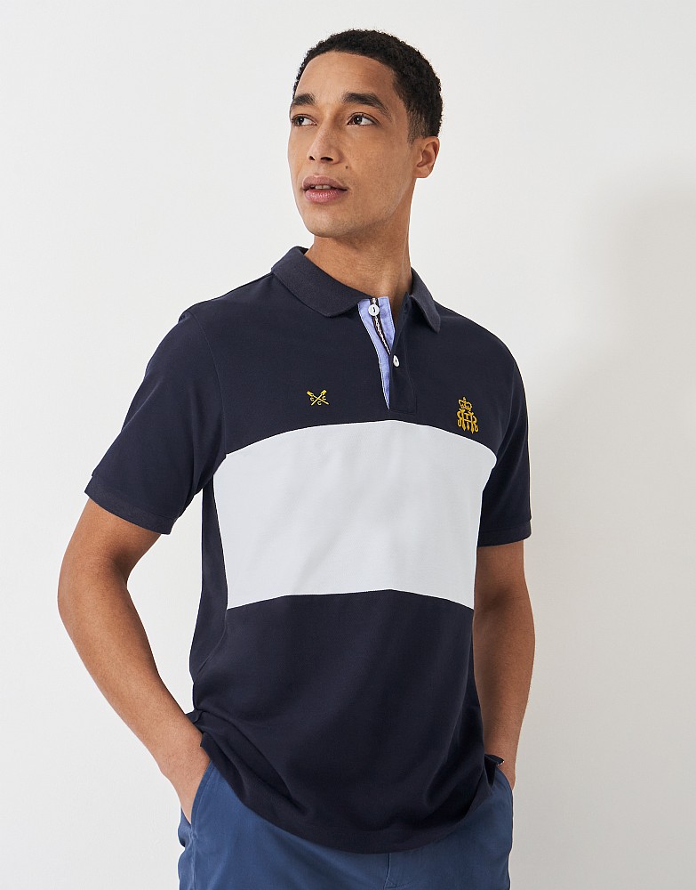 Henley Panelled Organic Cotton Polo Shirt