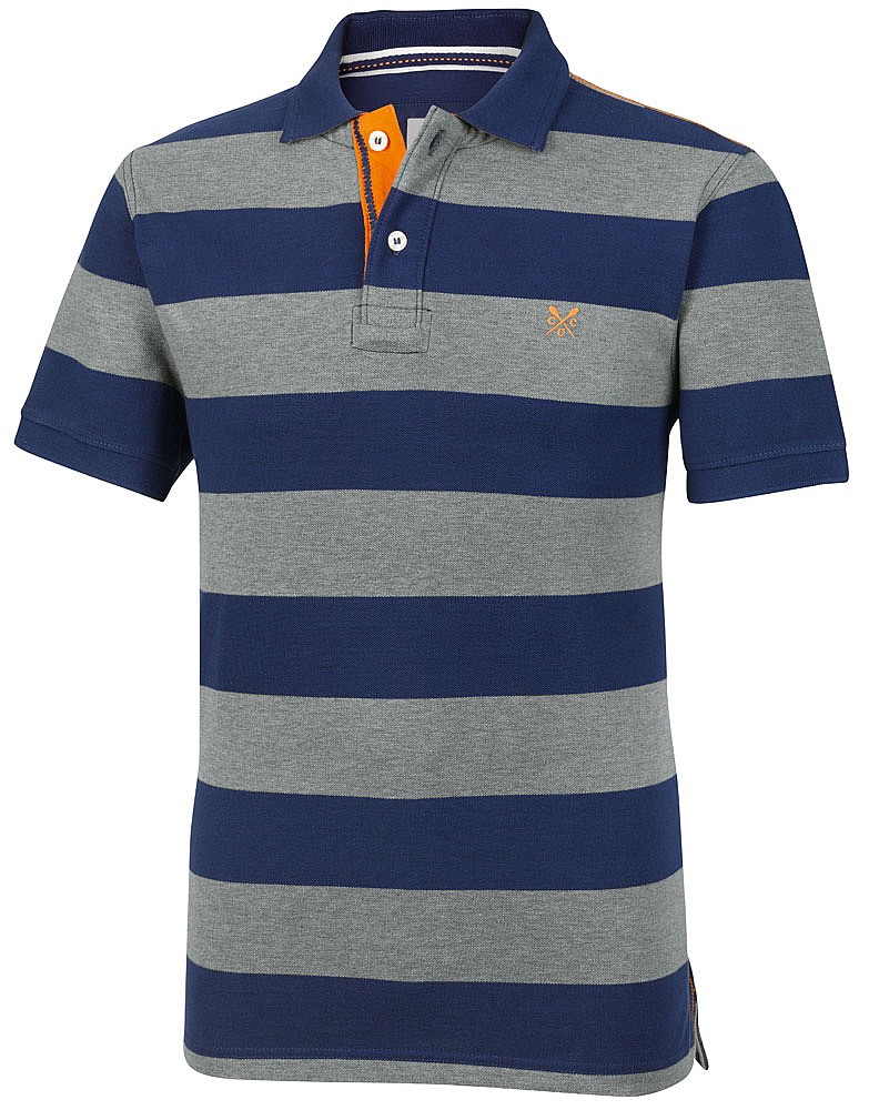 Men's Oxford Stripe Polo in Navy/Grey Marl from Crew Clothing