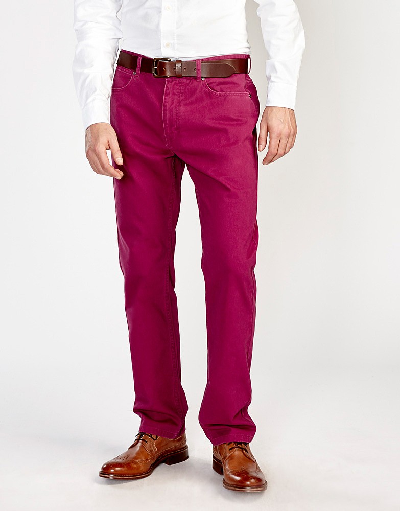 Men's Earlswood 5 Pocket Twill Trousers in Mulberry from Crew Clothing