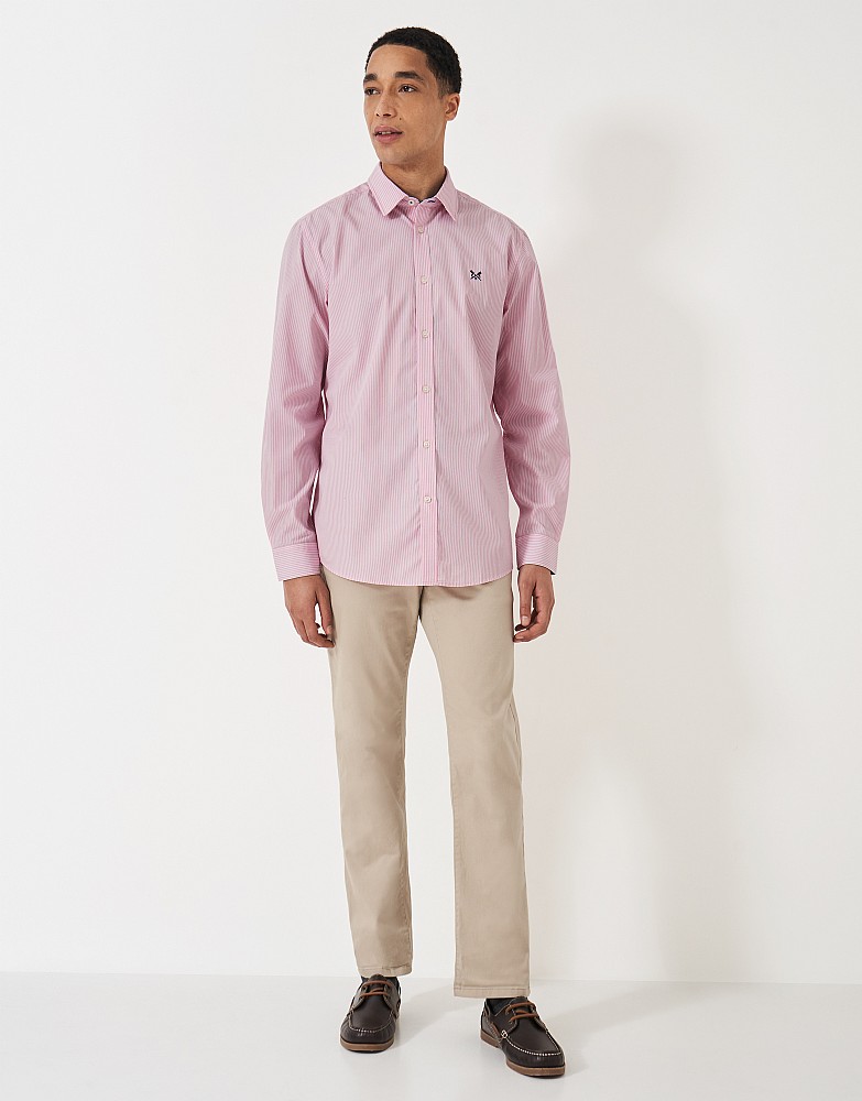 Men's Pink Micro Stripe Classic Fit Cotton Shirt from Crew Clothing Company