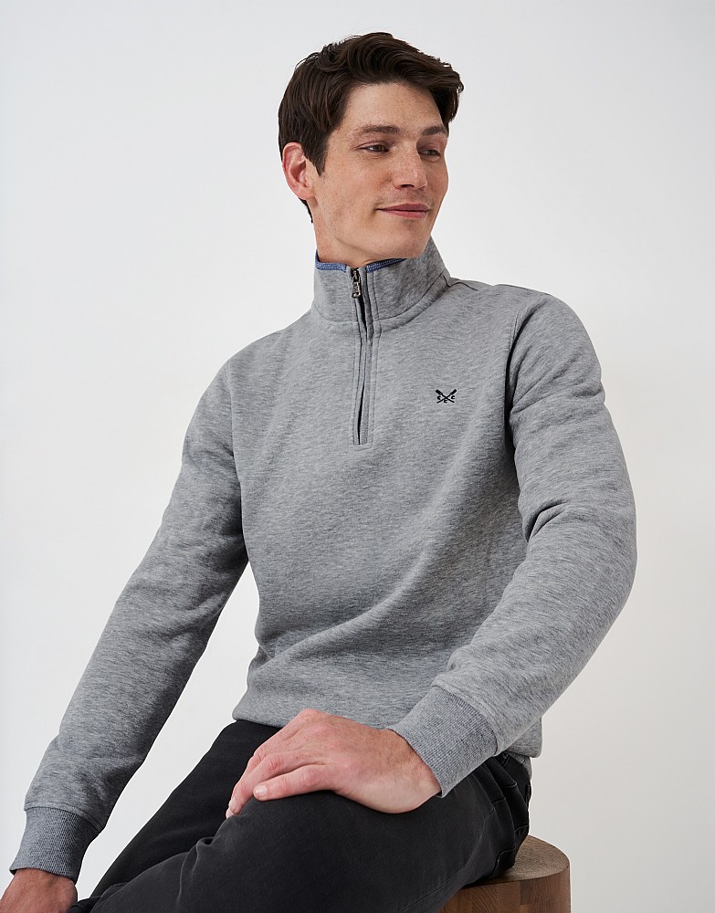 Men's Classic Grey Half Zip Sweatshirt from Crew Clothing Company