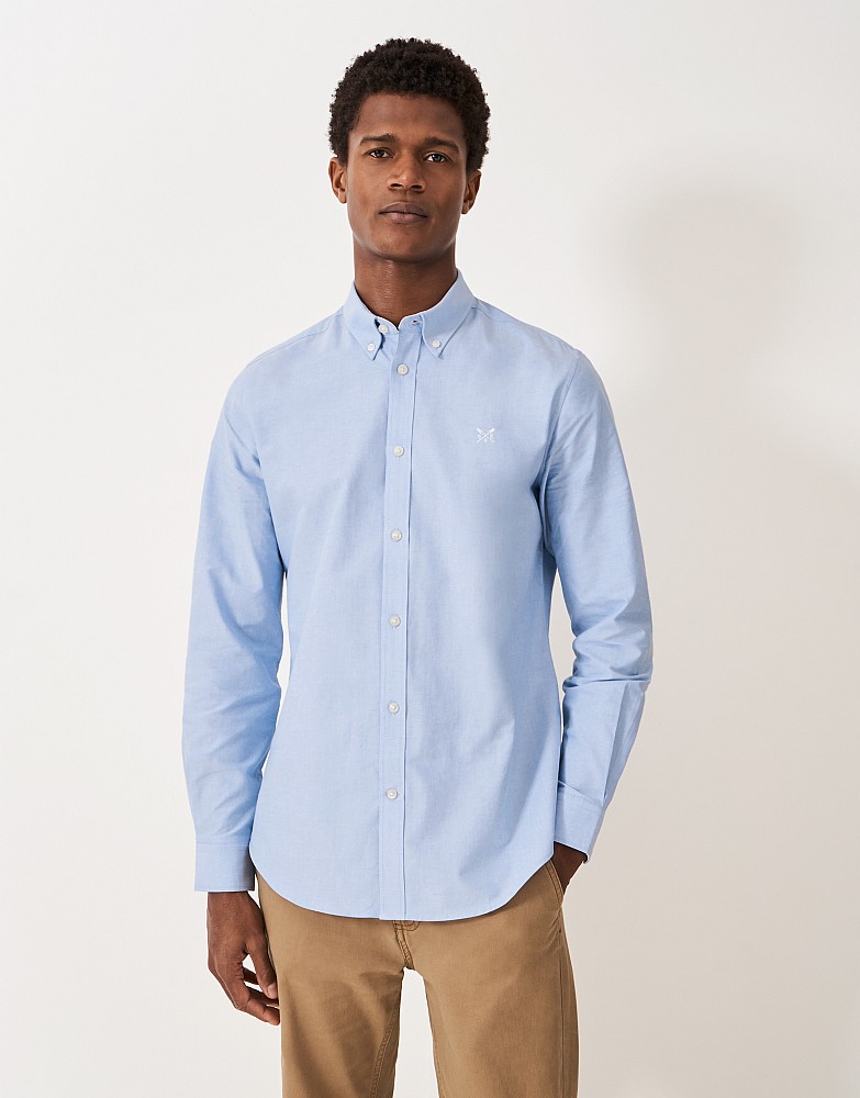 Sky Blue Slim Fit Cotton Oxford Shirt