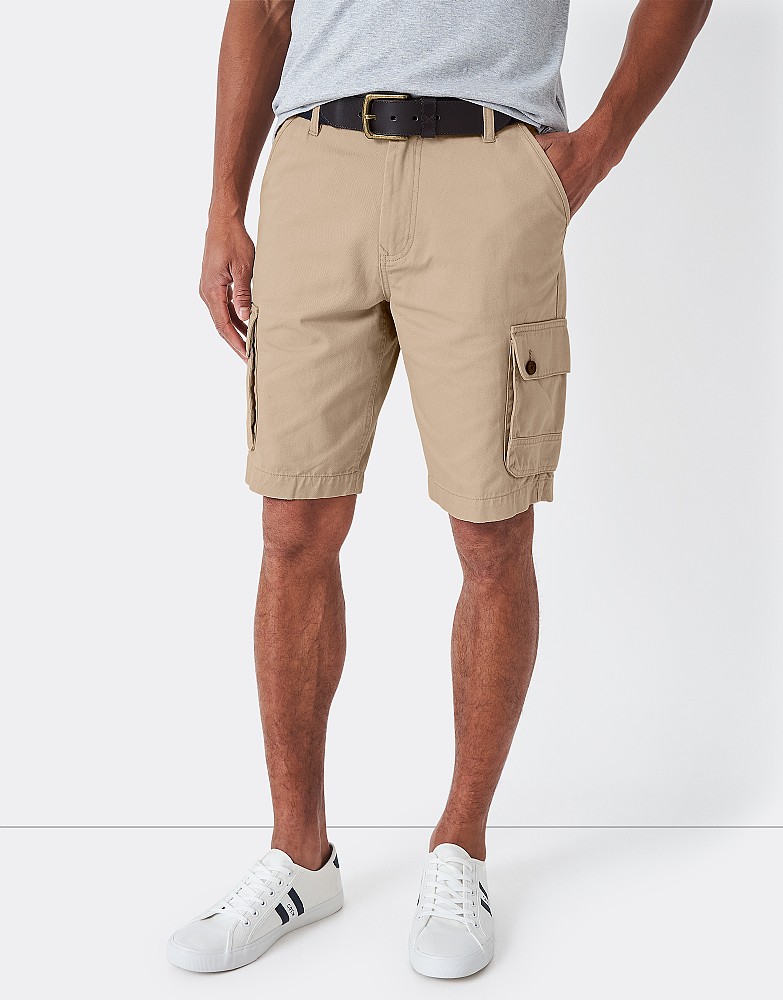 storting terras Toestand Men's Beige Cargo Shorts from Crew Clothing Company