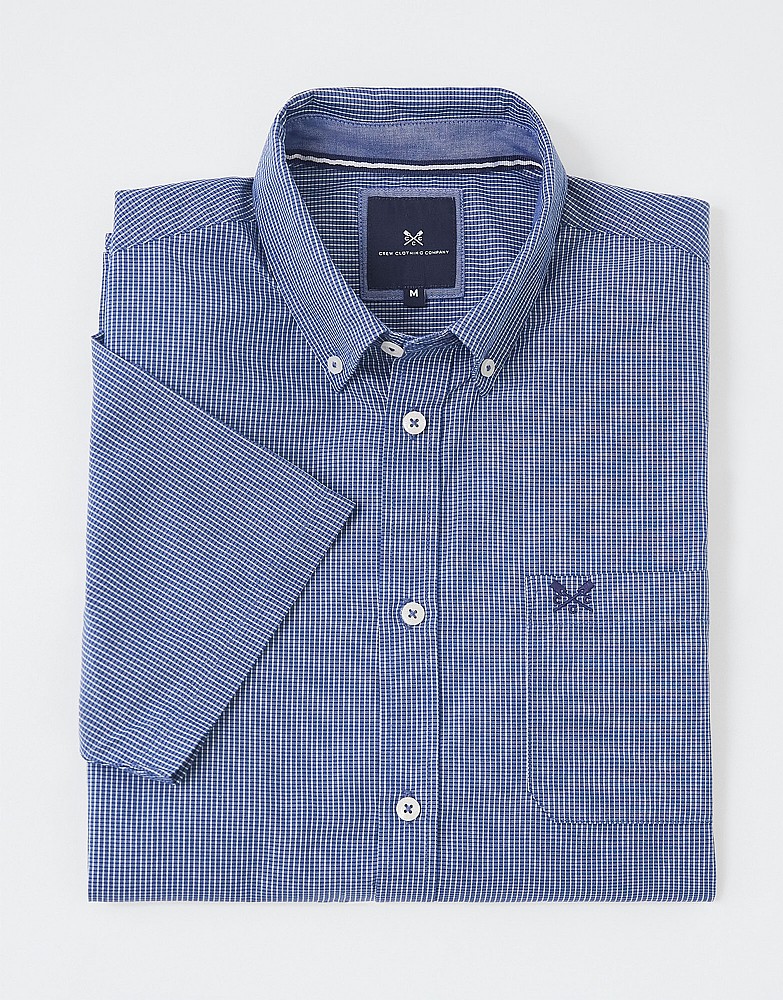 Men's Short Sleeve Micro Grid Check Shirt from Crew Clothing Company