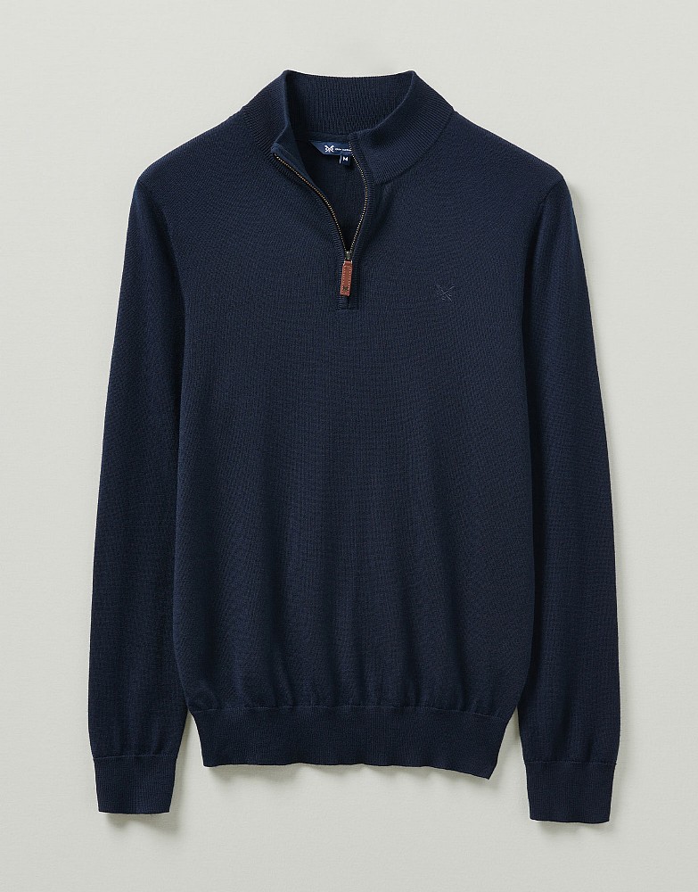 Slim Fit Merino Wool-Blend Half Zip Sweater - Navy - Mens from McCalls of  Lisburn UK