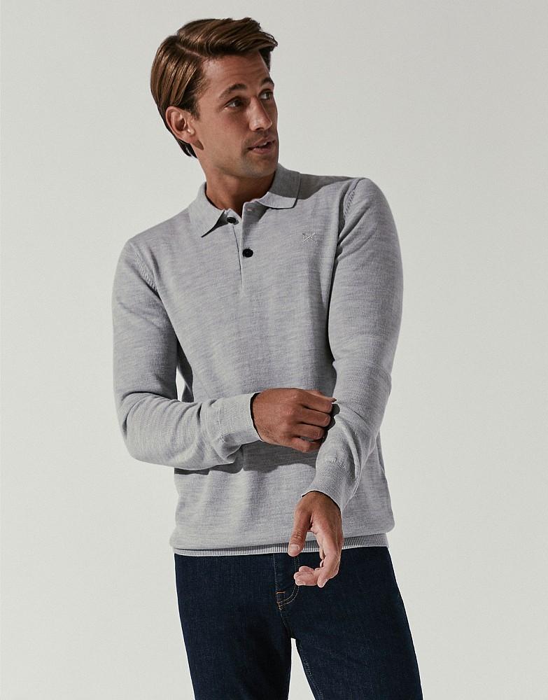 BOSS - Long-sleeved polo shirt in Italian regenerative wool