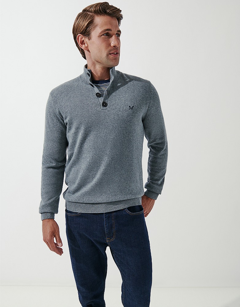 Men's Half Button Knit Jumper from Crew Clothing Company