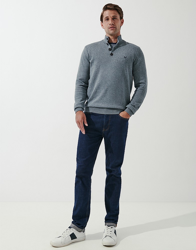 mens half button jumper