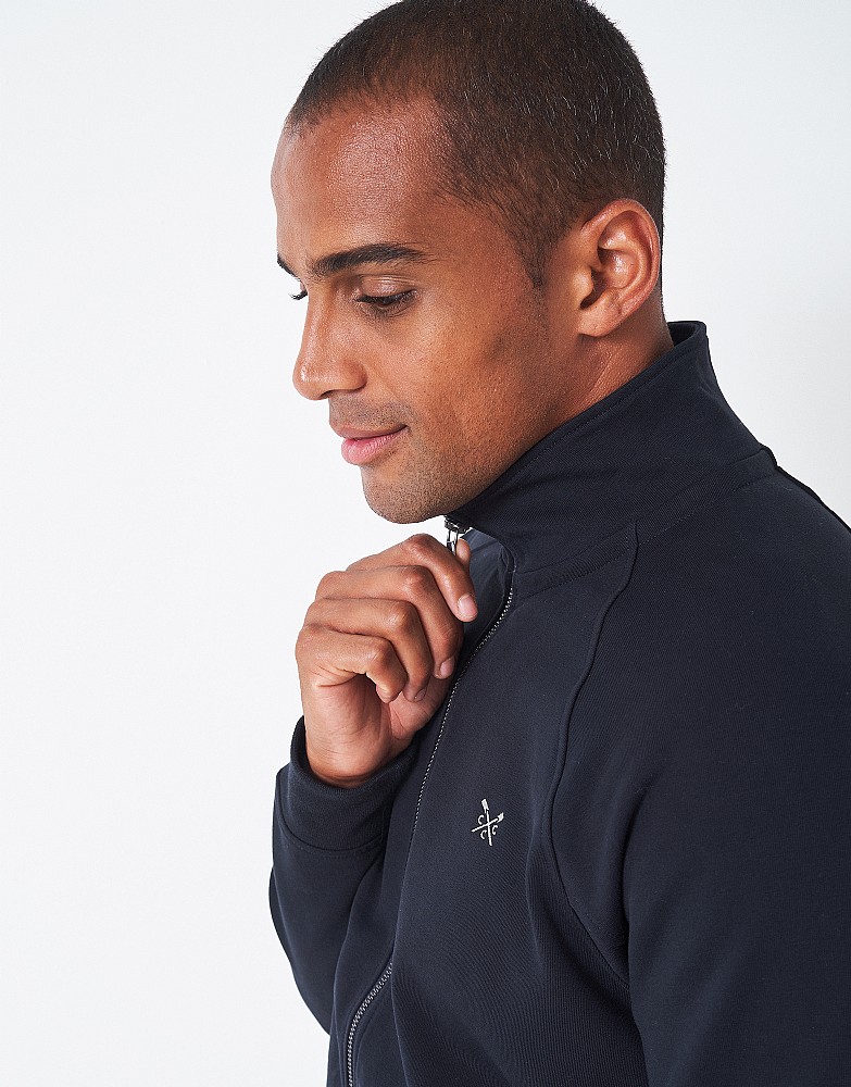 Crew Clothing Wallace Hybrid Zip Through Jacket, Navy at John