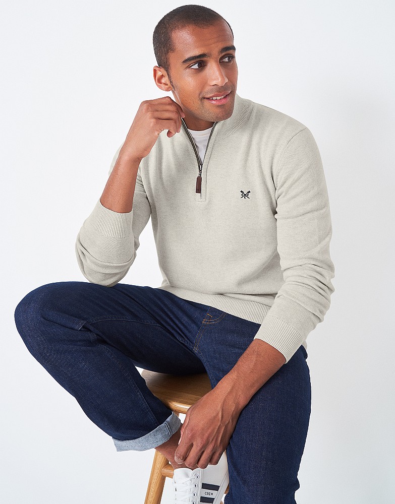 Men's Classic Half Zip Knit Jumper from Crew Clothing Company