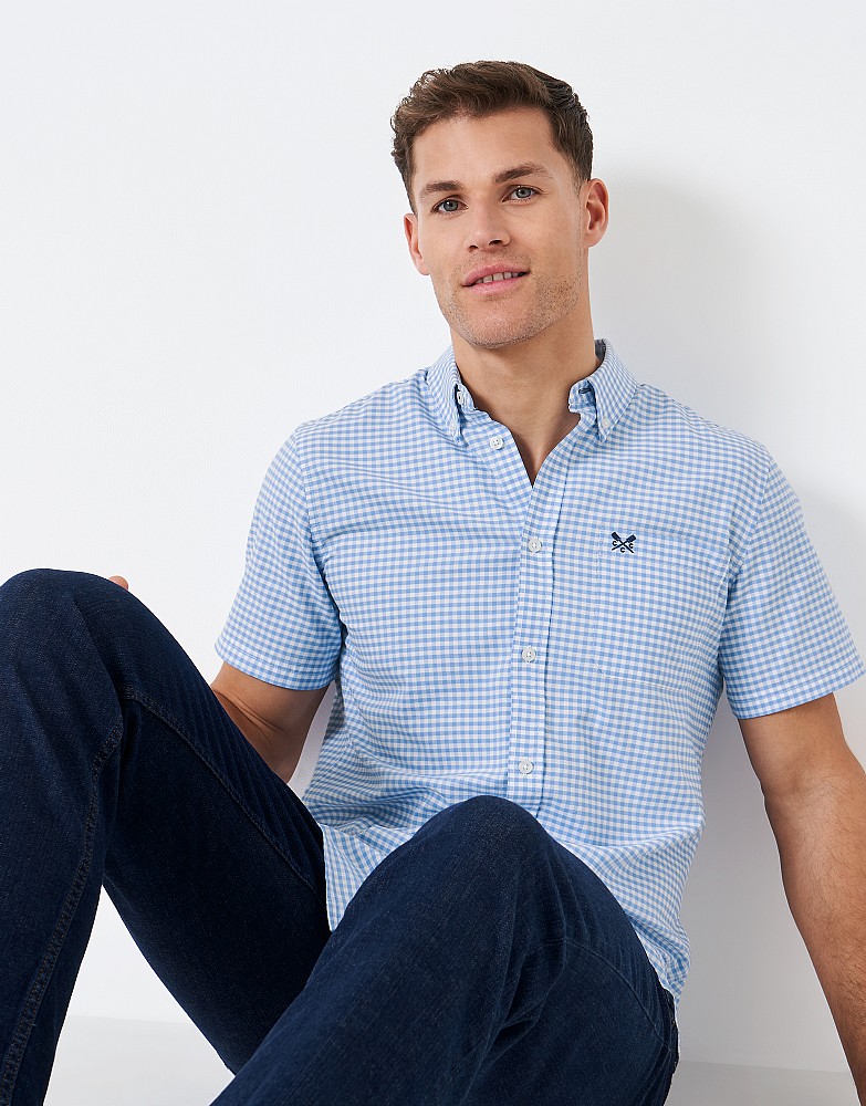 Men's Short Sleeve Gingham Check Shirt from Crew Clothing Company