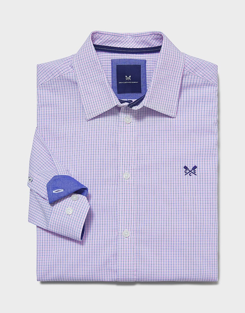 Men's Stretch Fit Mini Grid Check Shirt from Crew Clothing Company