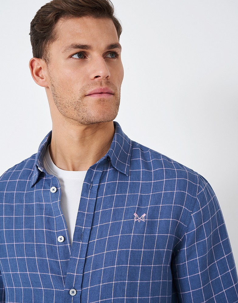 Grid Check Linen Shirt