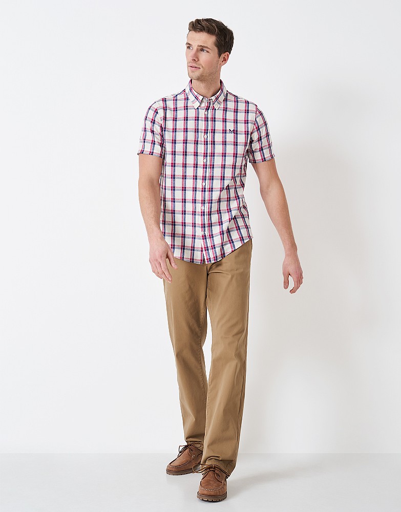 Short Sleeve Check Cotton Linen Shirt