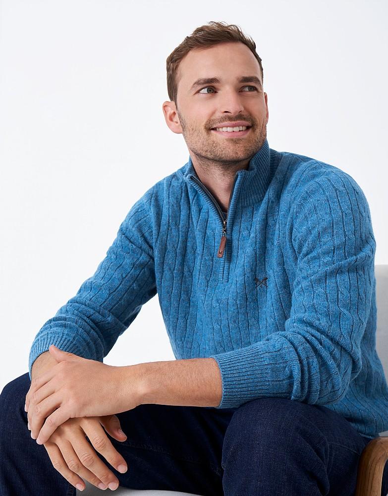 Men's Lambswool Cable Knit Half Zip Jumper from Crew Clothing Company