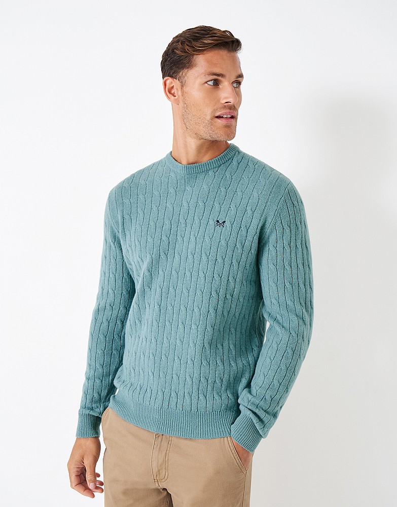 Lambswool Cable Knit Crew Neck Jumper