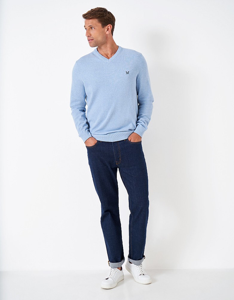 O'Connell's Pima Cotton V-Neck Sweater - Sky Blue (3551)