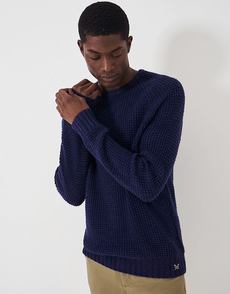 Men's Wilden Waffle Crew Neck Wool Blend Jumper from Crew Clothing Company