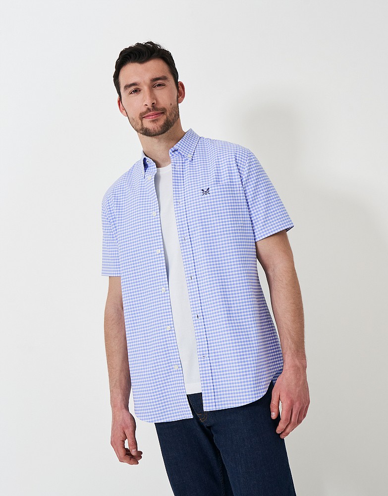 Short Sleeve Gingham Oxford Classic Fit Shirt