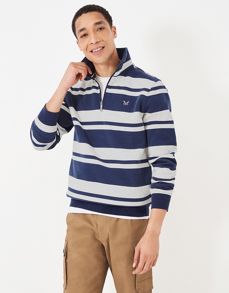 Banded Stripe Half Zip Sweatshirt