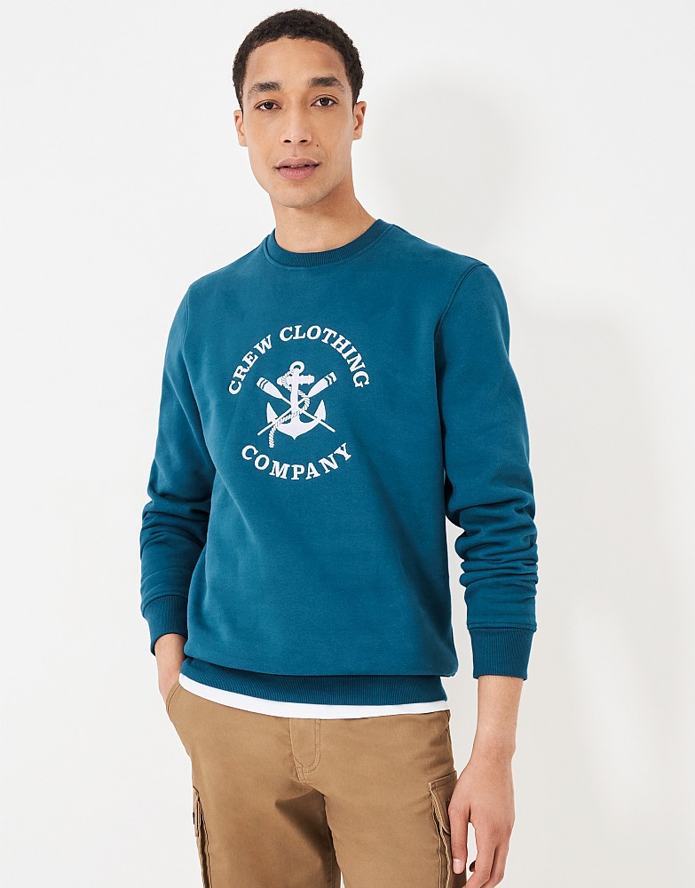 Graphic Embroidered Crew Neck Sweatshirt