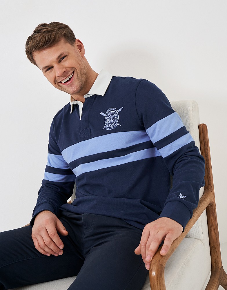 Long Sleeve Cut And Sew Banded Stripe Rugby Shirt