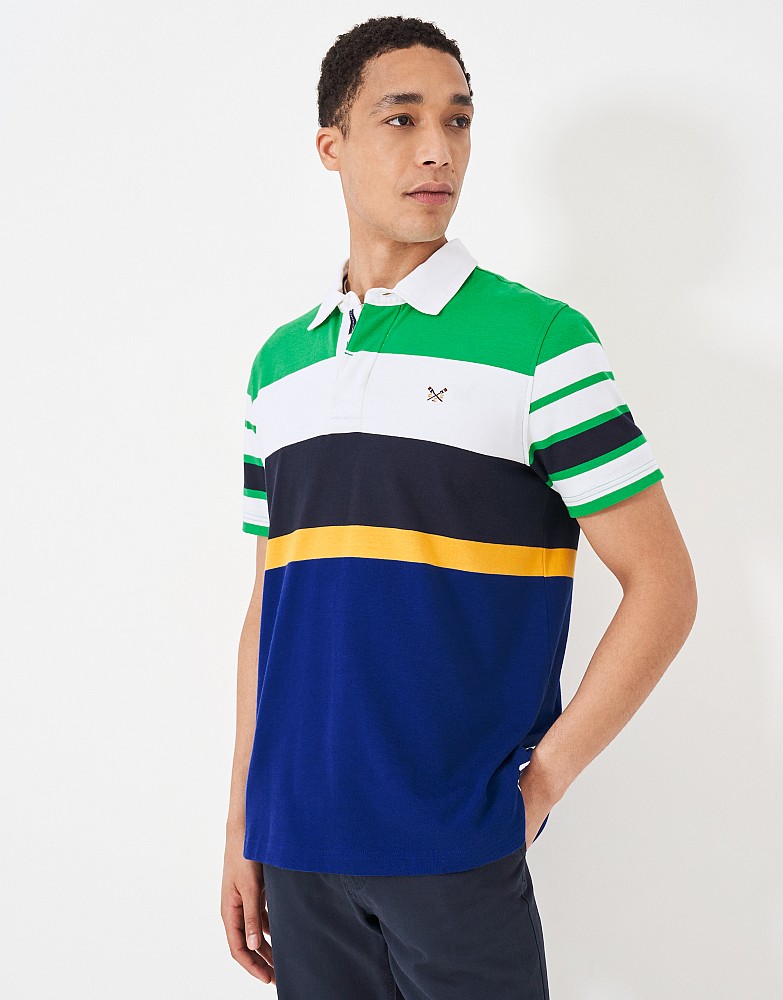 Short Sleeve Embroidered Stripe Rugby Shirt