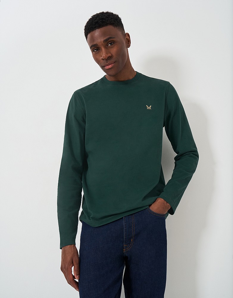 Plain Long Sleeve T Shirt in Green