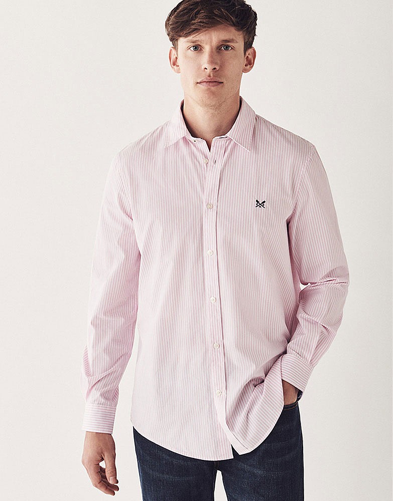 Men's Crew Classic Fit Stripe Shirt in Classic Pink from Crew Clothing