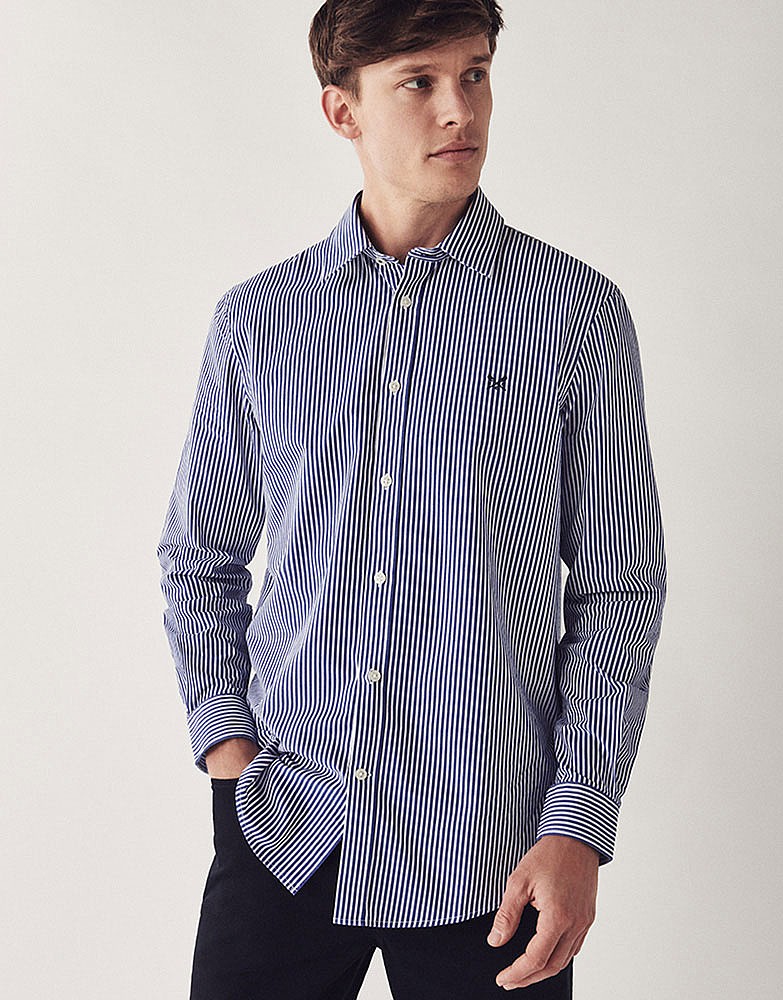 Men's Crew Classic Fit Stripe Shirt in Ultramarine from Crew Clothing ...