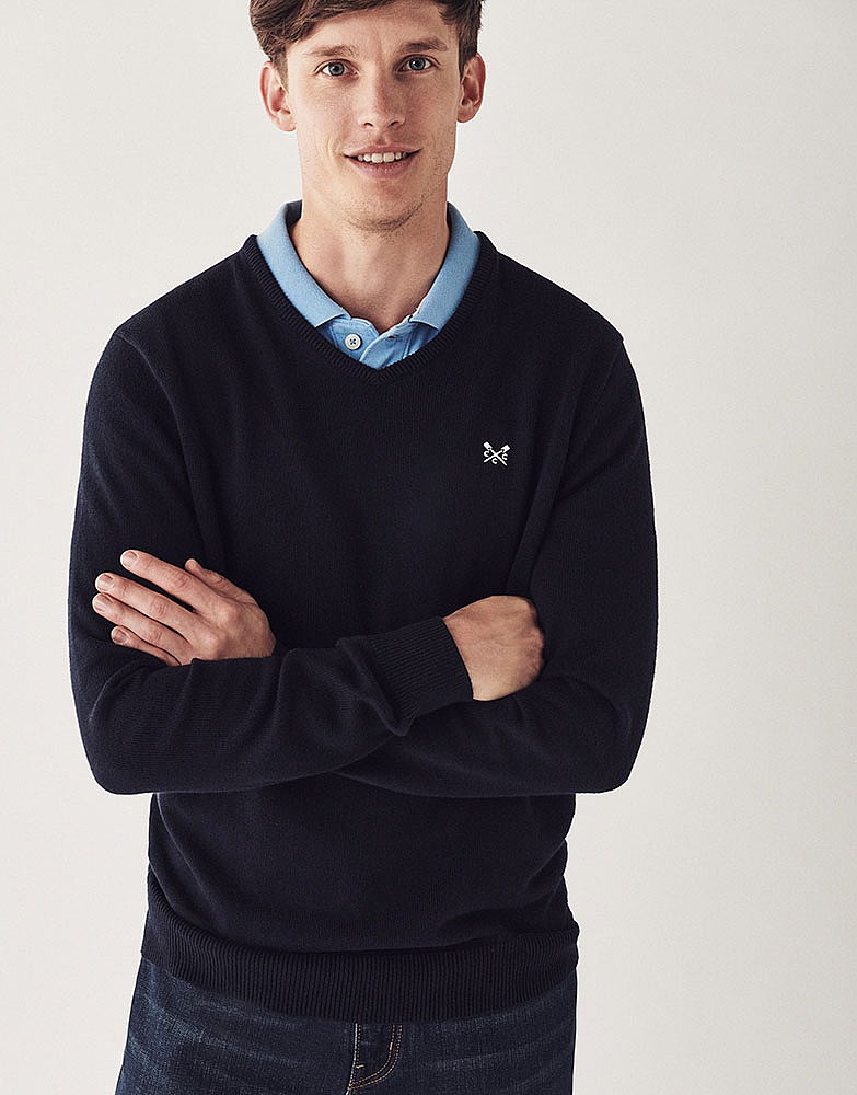 Men's Foxley V Neck Jumper in Navy from Crew Clothing Company