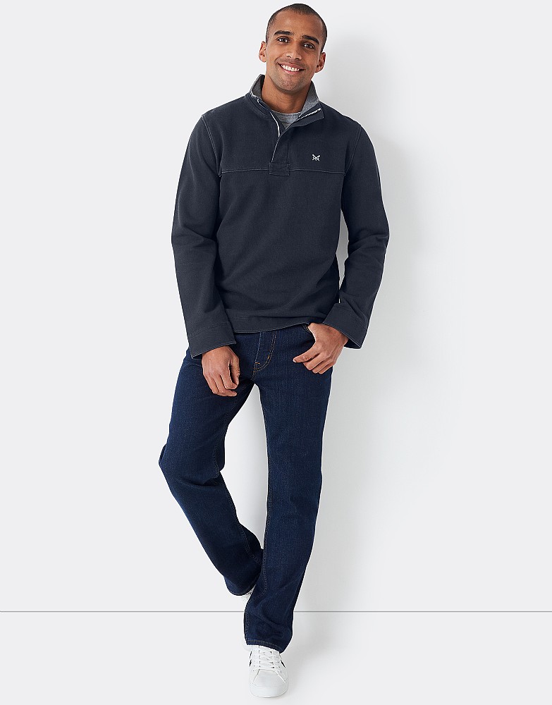 Navy Cotton Pique Padstow Sweatshirt