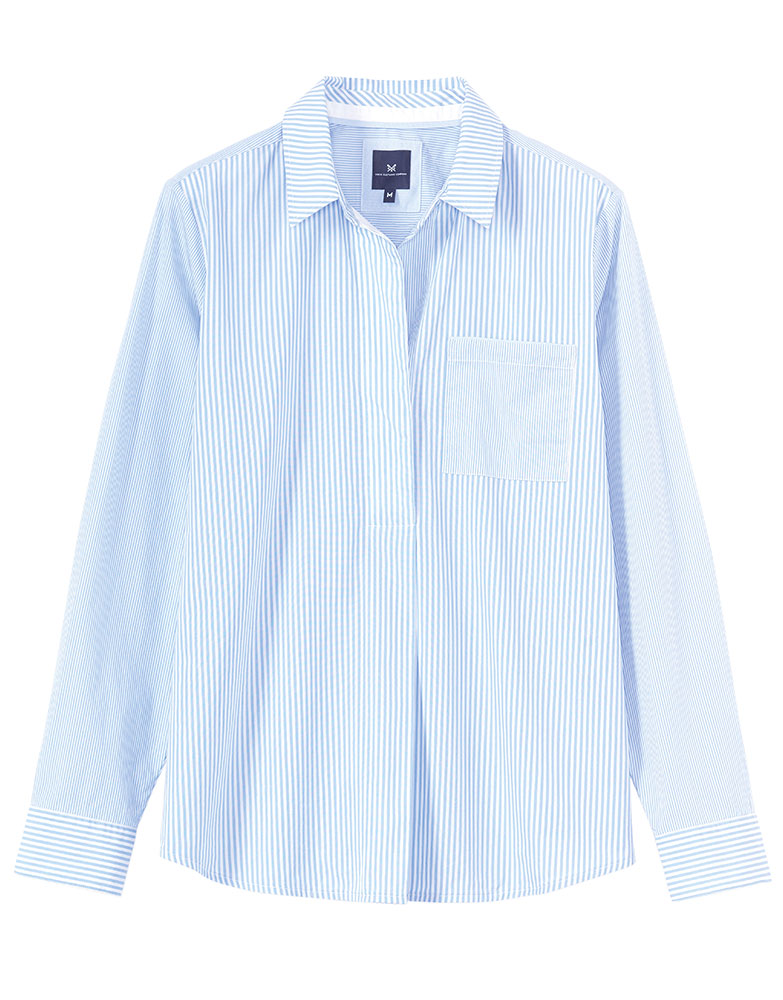 Women's Multi Stripe Popover Shirt in Classic Blue/White from Crew Clothing
