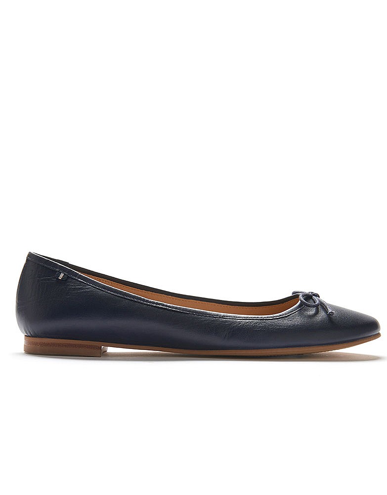 Women's Leather Ballet Pump in Navy from Crew Clothing