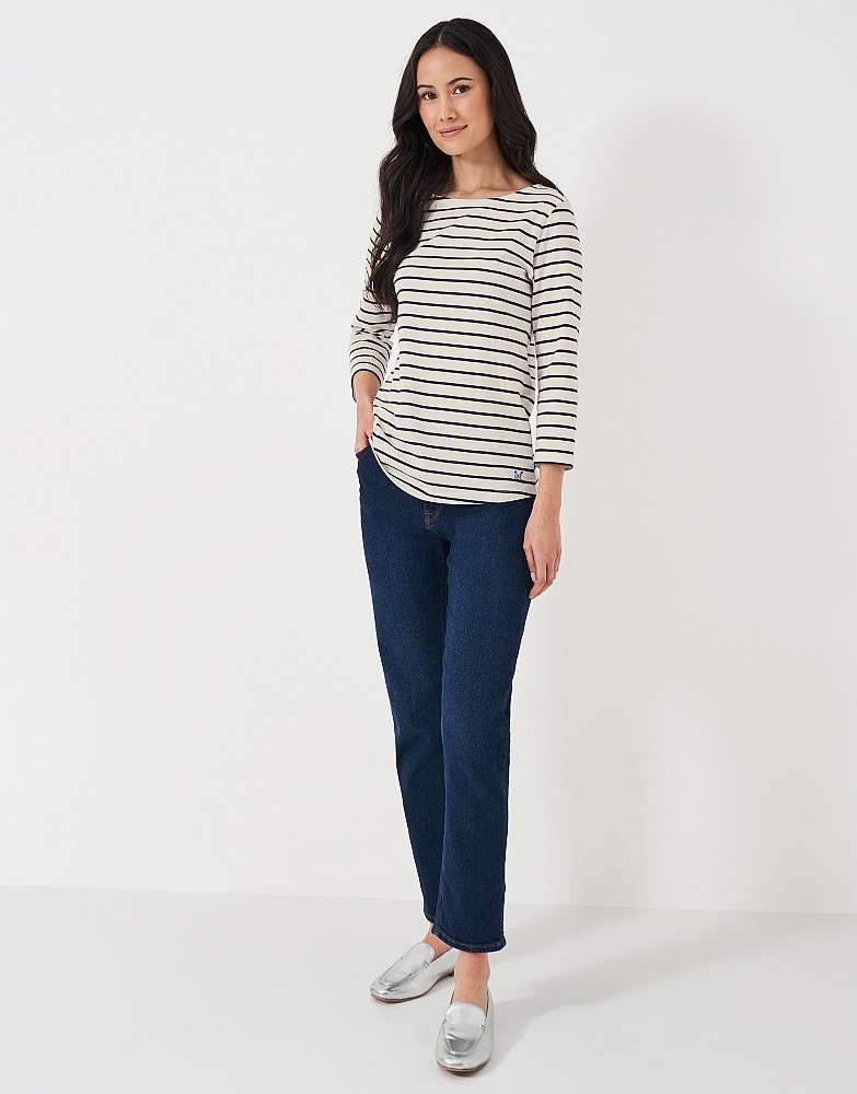 Women's White Stripe Essential Cotton Breton from Crew Clothing Company