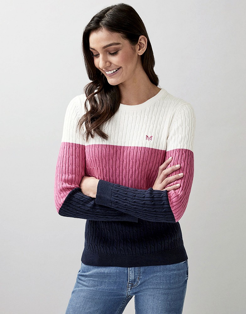 Women's Heritage Crew Neck Cable Jumper from Crew Clothing Company