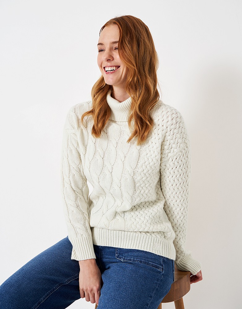 Women's Patchwork Cable Knit Jumper from Crew Clothing Company