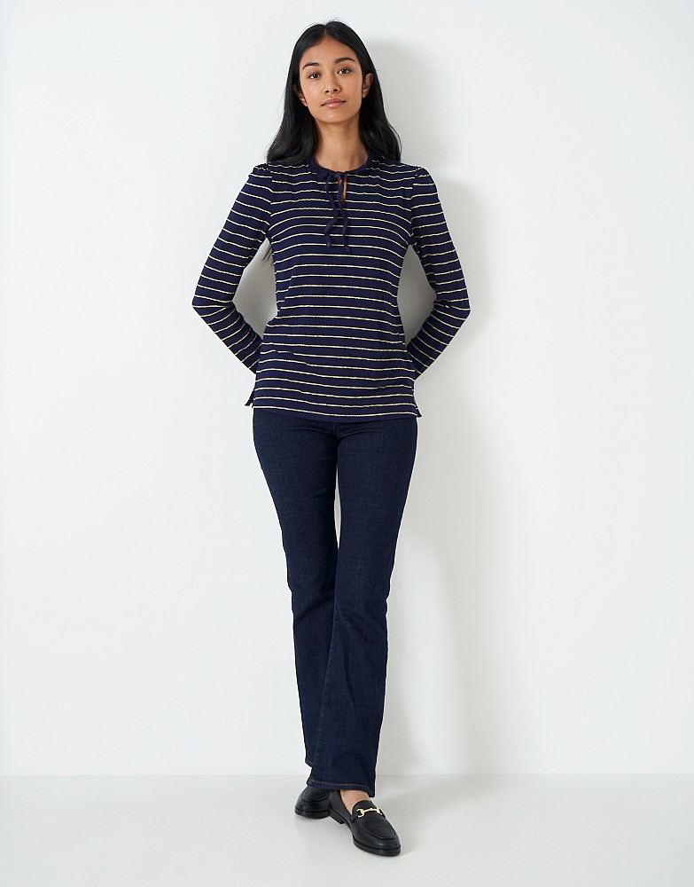 Tie Front Top - Navy