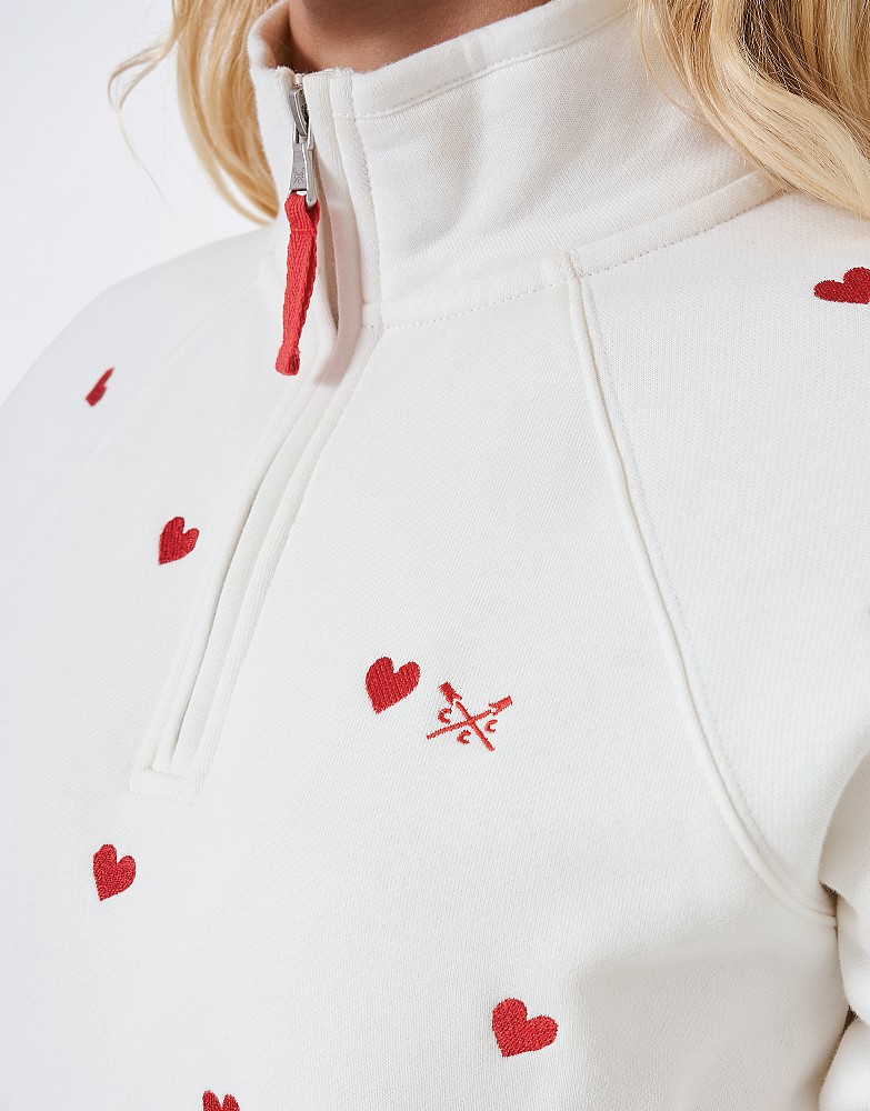 Women's Half Zip Heart Print Sweatshirtfrom Crew Clothing Company