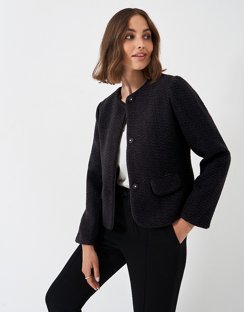 Textured Collarless Jacket