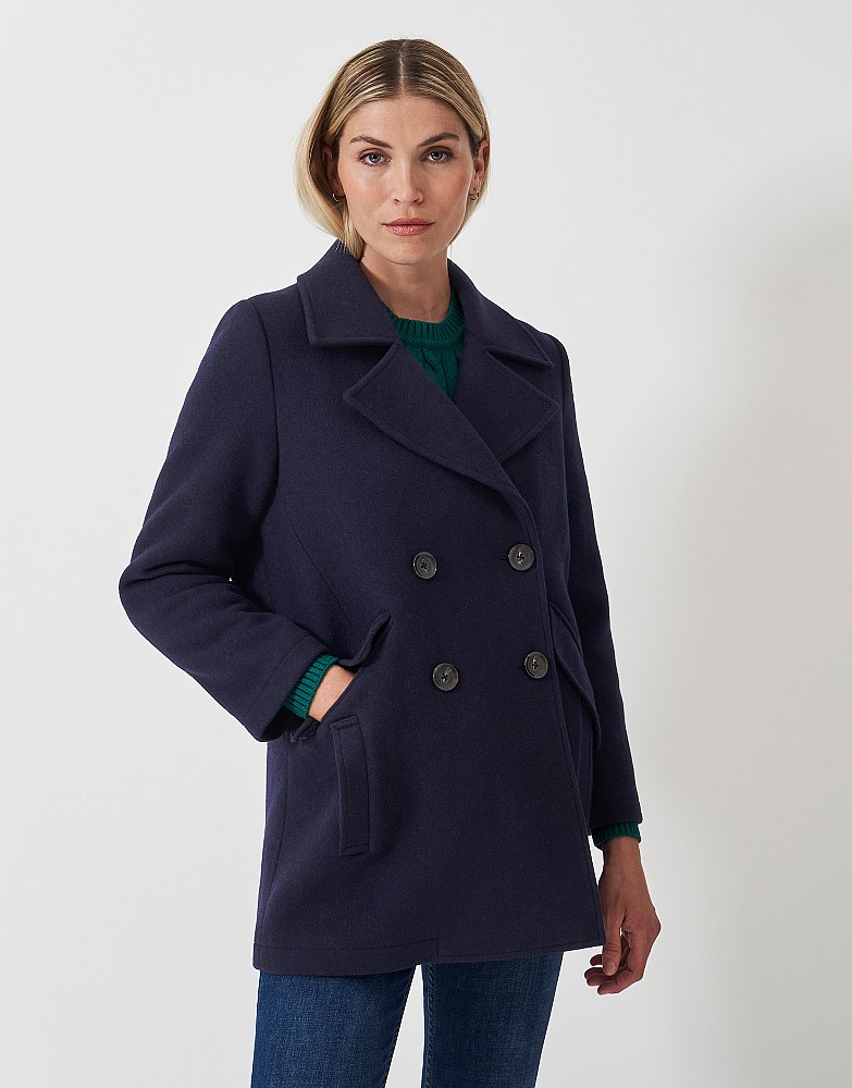 Navy wool peacoat online