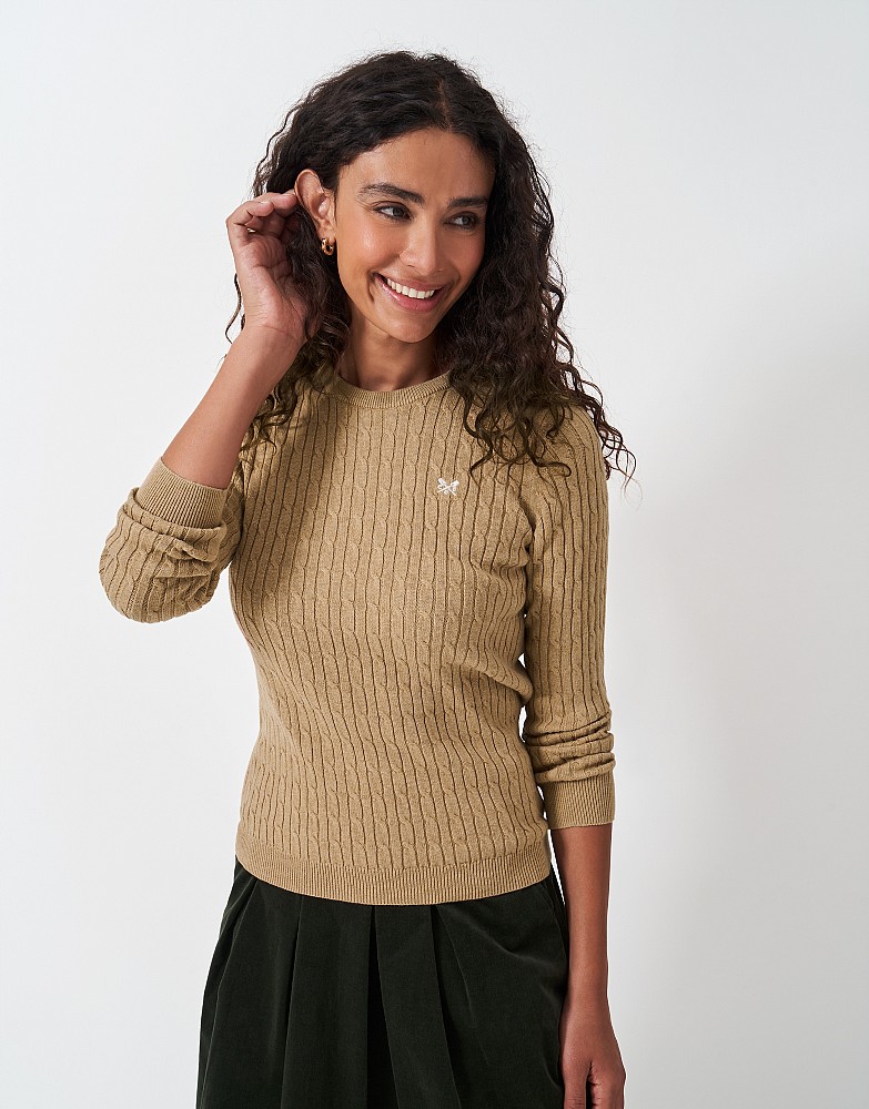 Heritage Cable Knit Cotton Cashmere Crew Neck Jumper