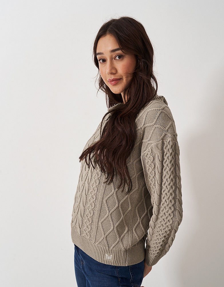 Multi Cable Collar Jumper in Oatmeal