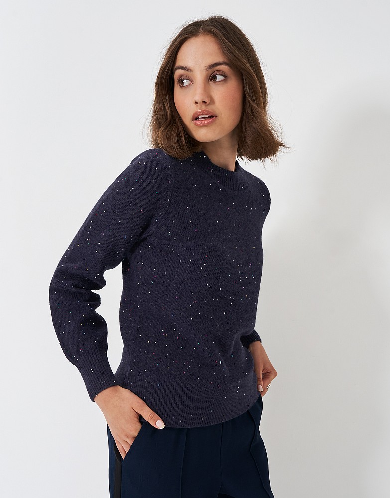 Knitted Sequin Jumper In Navy