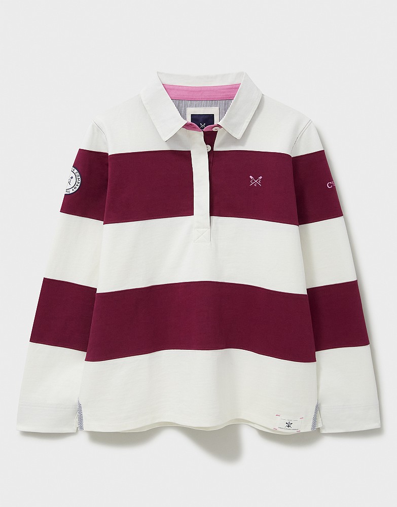 Long Sleeved Stripe Rugby Shirt in Red and White