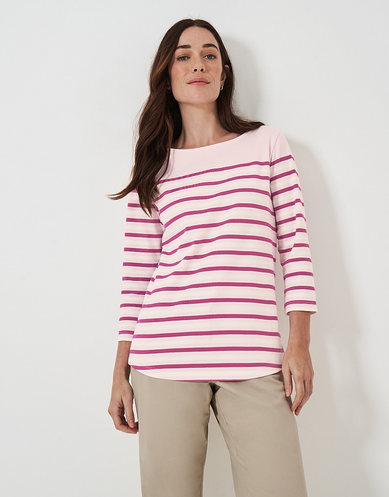 Women s Breton Long Sleeve Stripe Top Pink from Crew Clothing